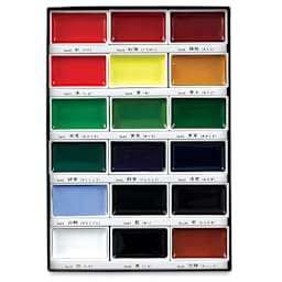 Kuretake Gansai Tambi Watercolor Paint Pan - Set of 18, Assorted Colors. In package.