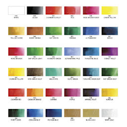 Kuretake Gansai Tambi Watercolor Pans - Set of 36, Assorted, swatches