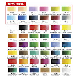 Kuretake Gansai Tambi Watercolor Pans - Set of 48, Assorted, swatches