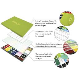Kuretake Gansai Tambi Watercolor Pans - Set of 48, Assorted, features