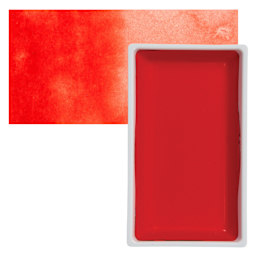 Kuretake Gansai Tambi Watercolor Pan - Cadmium Scarlet pan and swatch