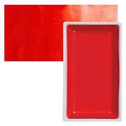 Kuretake Gansai Tambi Watercolor Pan - Vermilion pan and swatch