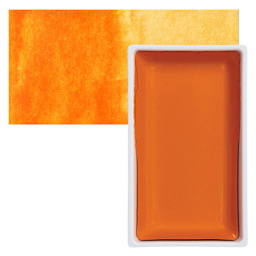 Kuretake Gansai Tambi Watercolor Pan - Cadmium Orange pan and swatch