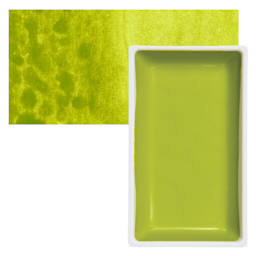 Kuretake Gansai Tambi Watercolor Pan - Greenish Yellow pan and swatch