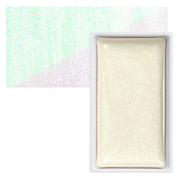 Kuretake Gansai Tambi Watercolor Pan - Opal Green pan and swatch