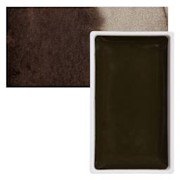 Kuretake Gansai Tambi Watercolor Pan - Raw Umber Deep pan and swatch