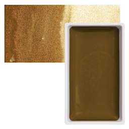 Kuretake Gansai Tambi Watercolor Pan - Yellow Brown pan and swatch
