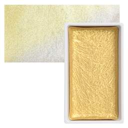 Kuretake Gansai Tambi Watercolor Pan - Light Gold pan and swatch