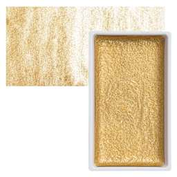 Kuretake Gansai Tambi Watercolor Pan - Champagne Gold pan and swatch