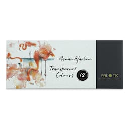 Finetec Transparent Watercolor Pan Set - Assorted Colors,  Set of 12 (Front of packaging)