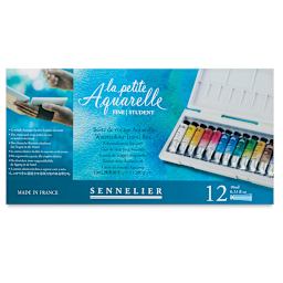 Sennelier La Petite Aquarelle Watercolor, Set of 12 Tubes, Travel Set front of packaging