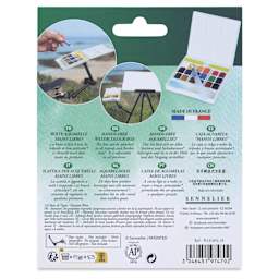 Sennelier La Petite Aquarelle Watercolor Half Pan Hands-Free Set - Set of 18, Assorted Colors back of package