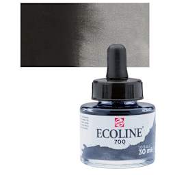 Ecoline Liquid Watercolor with Dropper - Black, 30 ml jar and swatch