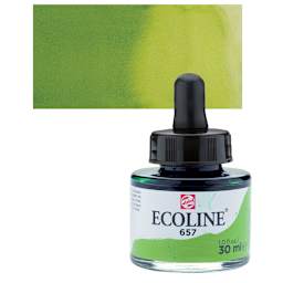 Ecoline Liquid Watercolor with Dropper - Bronze Green, 30 ml jar and swatch