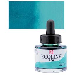 Ecoline Liquid Watercolor with Dropper - Fir Green, 30 ml jar and swatch