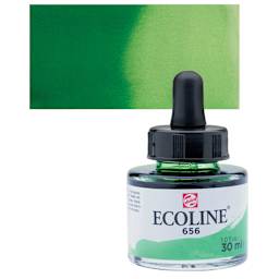 Ecoline Liquid Watercolor with Dropper - Forest Green, 30 ml jar and swatch