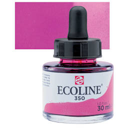 Ecoline Liquid Watercolor with Dropper - Fuchsia, 30 ml jar and swatch