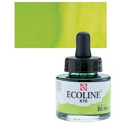 Ecoline Liquid Watercolor with Dropper - Grass Green, 30 ml jar and swatch