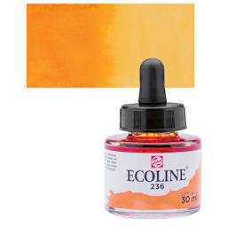 Ecoline Liquid Watercolor with Dropper - Light Orange, 30 ml jar and swatch