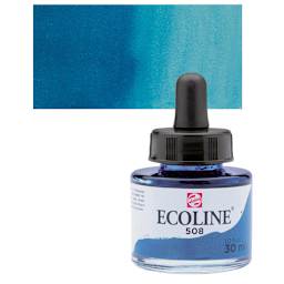 Ecoline Liquid Watercolor with Dropper - Prussian Blue, 30 ml jar and swatch