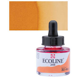 Ecoline Liquid Watercolor with Dropper - Saffron Yellow, 30 ml jar and swatch