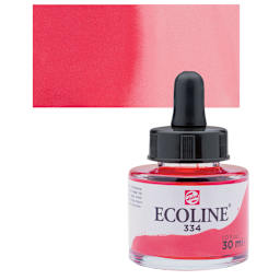 Ecoline Liquid Watercolor with Dropper - Scarlet, 30 ml jar and swatch