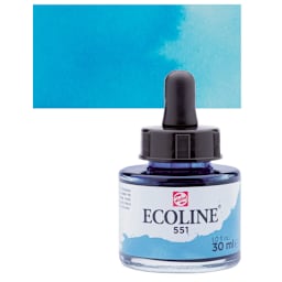 Ecoline Liquid Watercolor with Dropper - Sky Blue Light, 30 ml jar and swatch