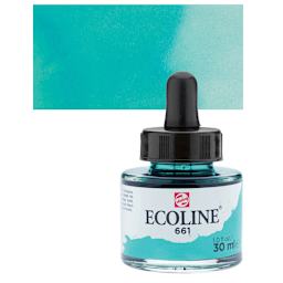 Ecoline Liquid Watercolor with Dropper - Turquoise Green, 30 ml jar and swatch
