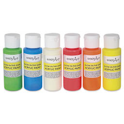 Handy Art Glow-in-the-Dark Paint - Set of 6, 2 oz Bottles - out of packaging