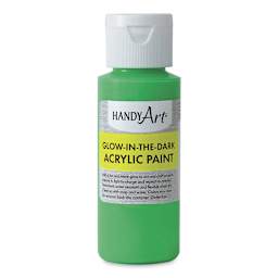Handy Art Glow in the Dark Paint - front of Green 2oz bottle