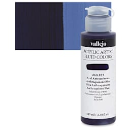 Vallejo Fluid Acrylic - Anthraquinone Blue, 100 ml and swatch
