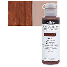 Vallejo Fluid Acrylic - Burnt Sienna, 100 ml and swatch
