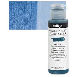 Vallejo Fluid Acrylic - Cobalt Turquoise, 100 ml and swatch