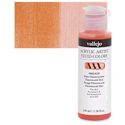 Vallejo Fluid Acrylic - Fluorescent Red and swatch