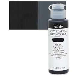 Vallejo Fluid Acrylic - Lamp Black, 100 ml and swatch