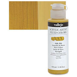 Vallejo Fluid Acrylic - Mars Yellow, 100 ml and swatch