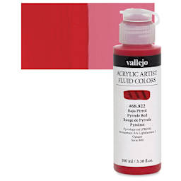 Vallejo Fluid Acrylic - Pyrrole Red, 100 ml and swatch