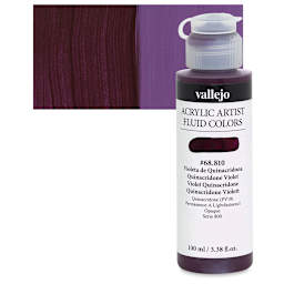 Vallejo Fluid Acrylic - Quinacridone Violet, 100 ml and swatch