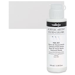 Vallejo Fluid Acrylic - Titanium White Rutile, 100 ml and swatch