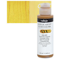 Vallejo Fluid Acrylic - Transoxide Yellow, 100 ml and swatch