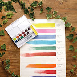 Derwent Inktense Paint Pans - Palette 02, Set of 12 (Paint pan set with swatches)