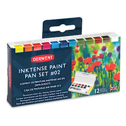 Derwent Inktense Paint Pans - Palette 02, Set of 12 (Front of packaging)