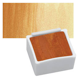 Derwent Inktense Paint Pan - Burnt Yellow Ochre pan and swatch