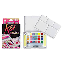 Koi Creative Art Colors Sketch Watercolor Set - Set of 24 w/Brush box front and open set