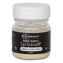 Brusho SprinkleIt - Front of Jar of Iridescent Gold