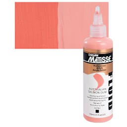 Matisse Fluid Acrylic - Australian Salmon Gum, 135 ml bottle and swatch