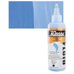 Matisse Fluid Acrylic - Australian Sky Blue, 135 ml bottle and swatch