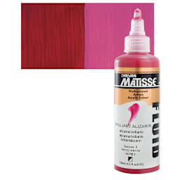 Matisse Fluid Acrylic - Brilliant Alizarin, 135 ml bottle and swatch