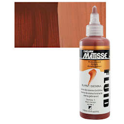 Matisse Fluid Acrylic - Burnt Sienna, 135 ml bottle and swatch