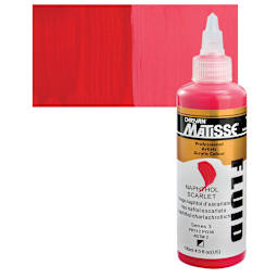 Matisse Fluid Acrylic - Naphthol Scarlet, 135 ml bottle and swatch
